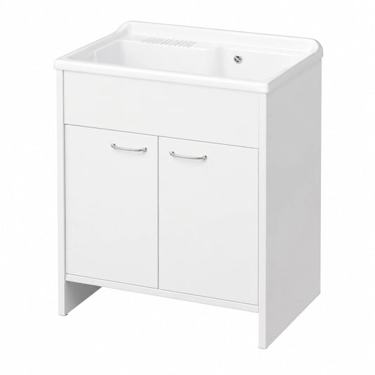 Ensemble de meubles de salle de bain, avec portes, coloris blanc, pour la salle de bain