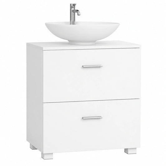 Ensemble de meubles de salle de bain, avec tiroirs, 30 x 60 x 63,8 cm, coloris blanc, pour la salle de bain