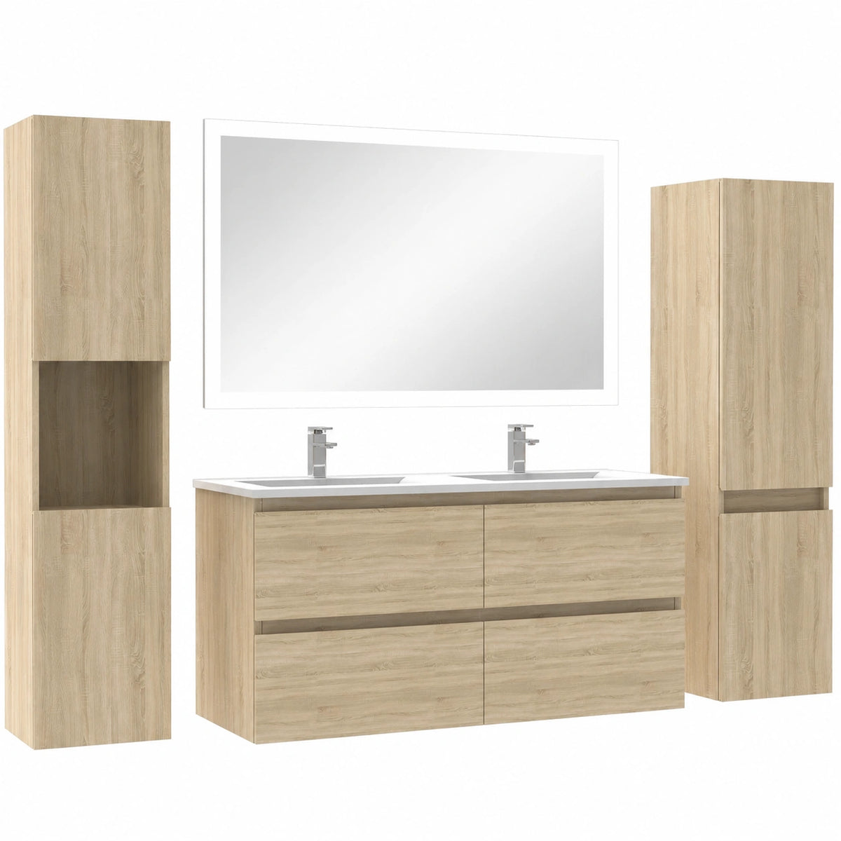 Ensemble de meubles de salle de bain, en chêne, avec rangement, pour la salle de bain