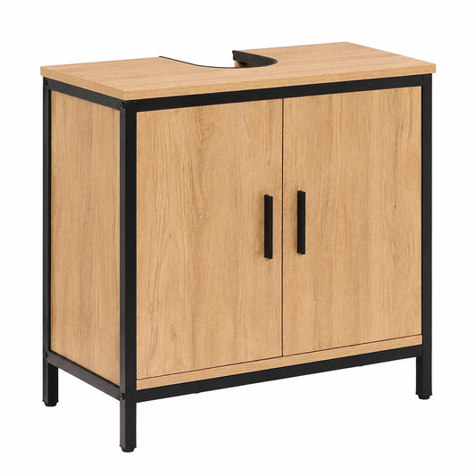 Armoire, en chêne et métal, réglable, coloris noir, 60 x 30 x 60 cm, pour la chambre